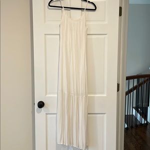 White gold metallic stripe maxi